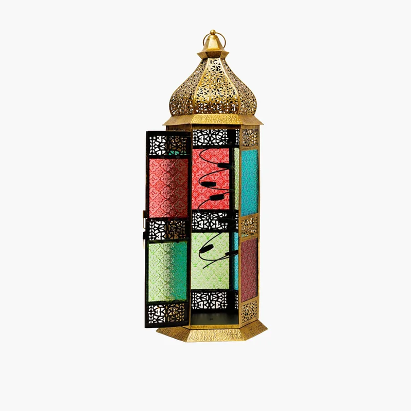 Home Carving Colorful Lantern Candle Holder for Home
